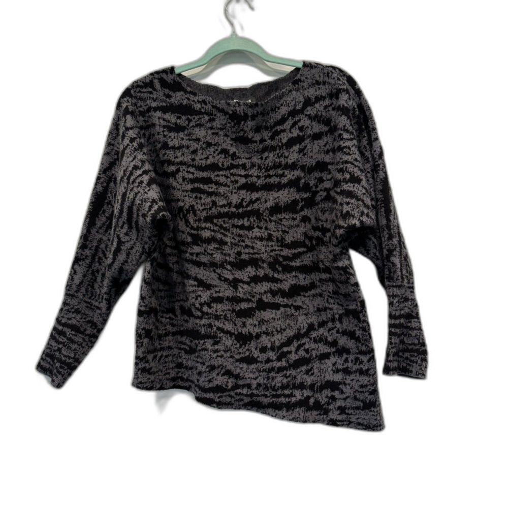 Express Sweater Soft Knit Black Gray Asymmetrical Long Sleeve Women sz Large